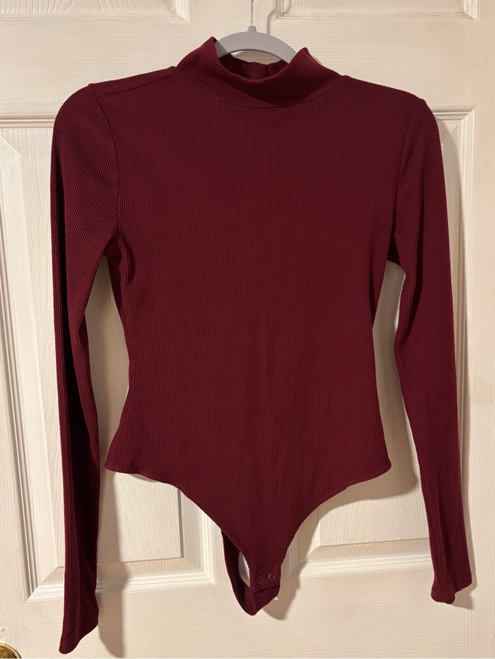 SO Ribbed Mock Neck Bodysuit - Burgundy Wine M